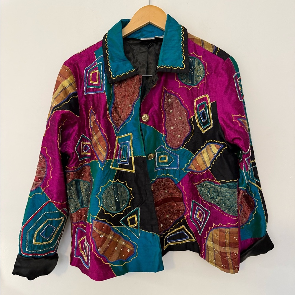 Vintage Vibrant Patchwork Embroidered Embellished… - image 1